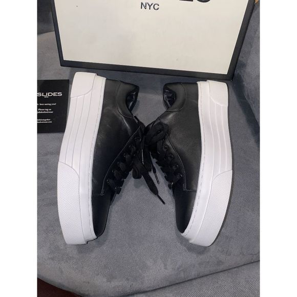 J/Slides NIB AMANDA Black Leather Platform Sneaker Shoes, Size 9, MSRP $169 - Picture 9 of 14